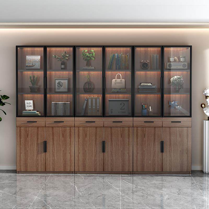 色轻奢酒柜一家用客展GZX示柜胡桃防尘书柜体整墙玻璃门厅陈列柜