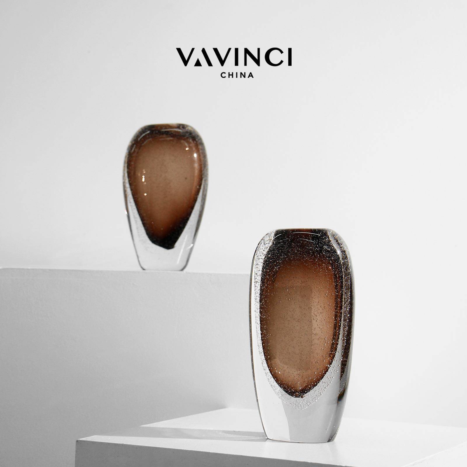 梵其代轻奢透气泡玻璃现花瓶摆件家居干鲜花花插花器CJJ样板彩房