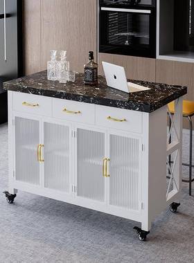 顿岩板厨房开放式餐边储物茶水柜沃轻60522可奢移动中岛台家用吧