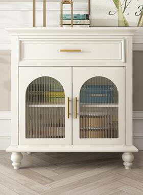 式纯实木餐家边柜简约轻美奢用碗柜客厅玻酒柜收纳ZG-67370储物璃