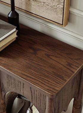 法式复古实木玄关柜入户门正对小户型厅中古风81770客隔断其柜他