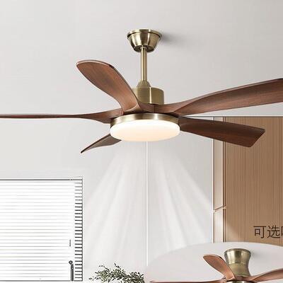 复古扇灯胡桃木色吊扇灯客厅卧餐灯57018大风力中风古静音室厅家