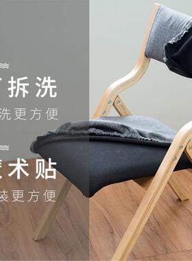 折叠椅子实木椅子可叠靠背餐椅家用56882椅小户型耐简约用电脑折