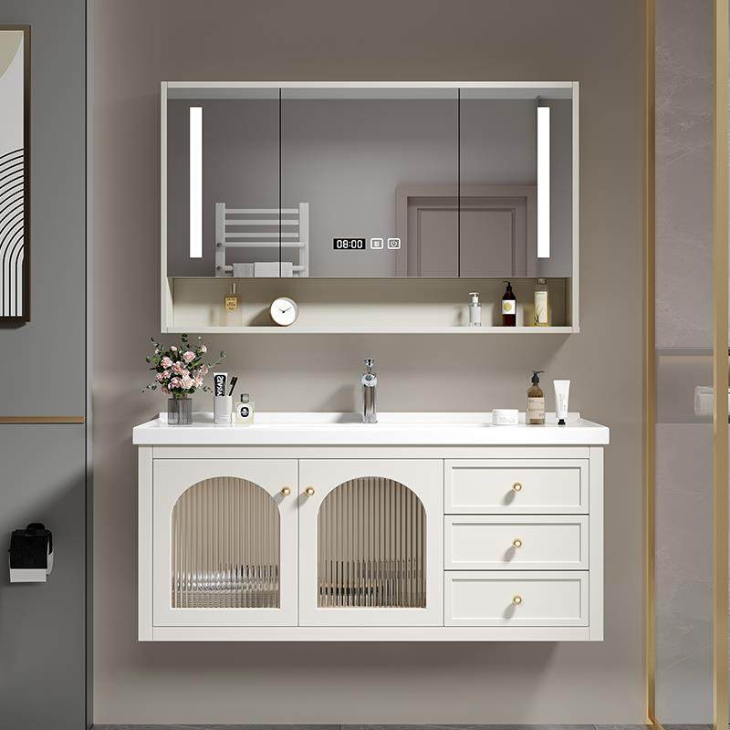 5法式奢浴室柜组合轻瓷一体卫生陶间现代简约洗漱RMI台V橡木烤漆