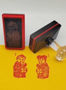 童男童女印章年吉祥材tb-75339类财童子印章自动出油光画敏印手机
