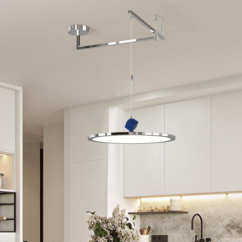 餐厅吊灯飞创意碟现代简约简奶极油风吧台饭厅728摇臂餐桌灯中山