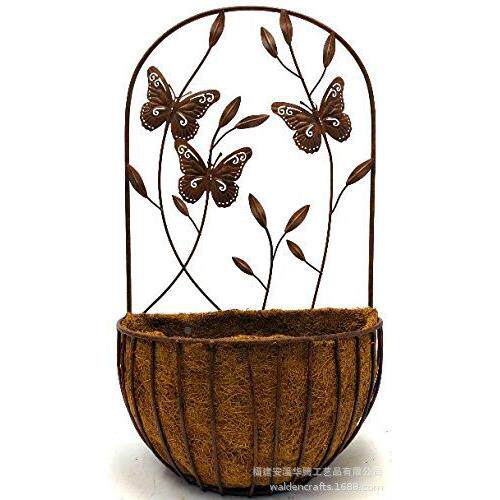 亚马逊爆款蝴蝶壁挂花庭盆带挂式椰棕吊篮/户外、室内HT-Y0027院