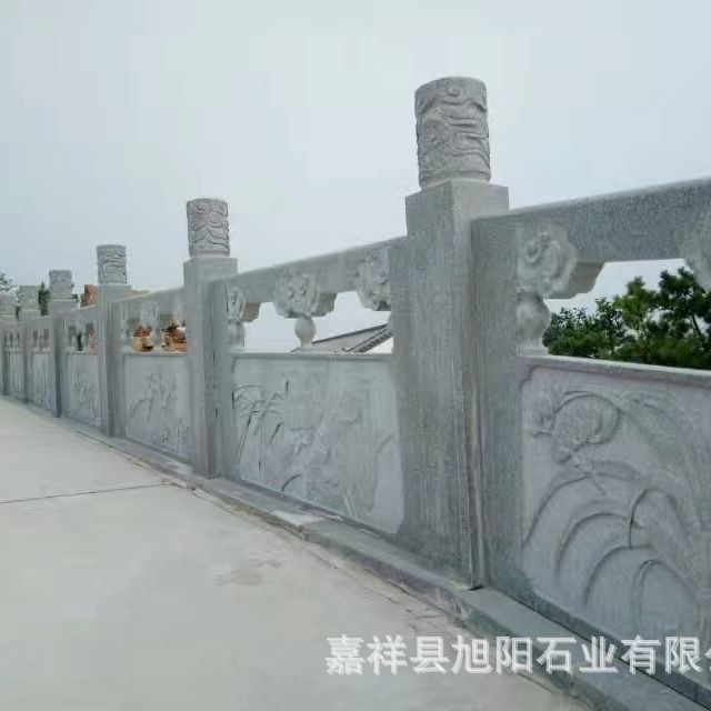 大理石栏杆桥梁河道别墅围墙扶手花岗岩汉白玉芝麻白石材护栏