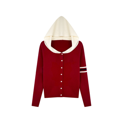 露露酱NN~ 「朽木逢春」撞色连帽休闲风针织开衫M955139