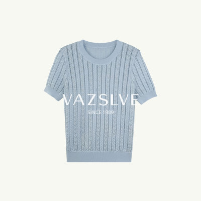 【VAZSLVE/全新奢品】捡漏莱赛尔镂空鱼骨烫钻爆闪针织上衣361312