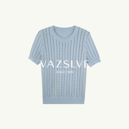 【VAZSLVE/全新奢品】捡漏莱赛尔镂空鱼骨烫钻爆闪针织上衣361312