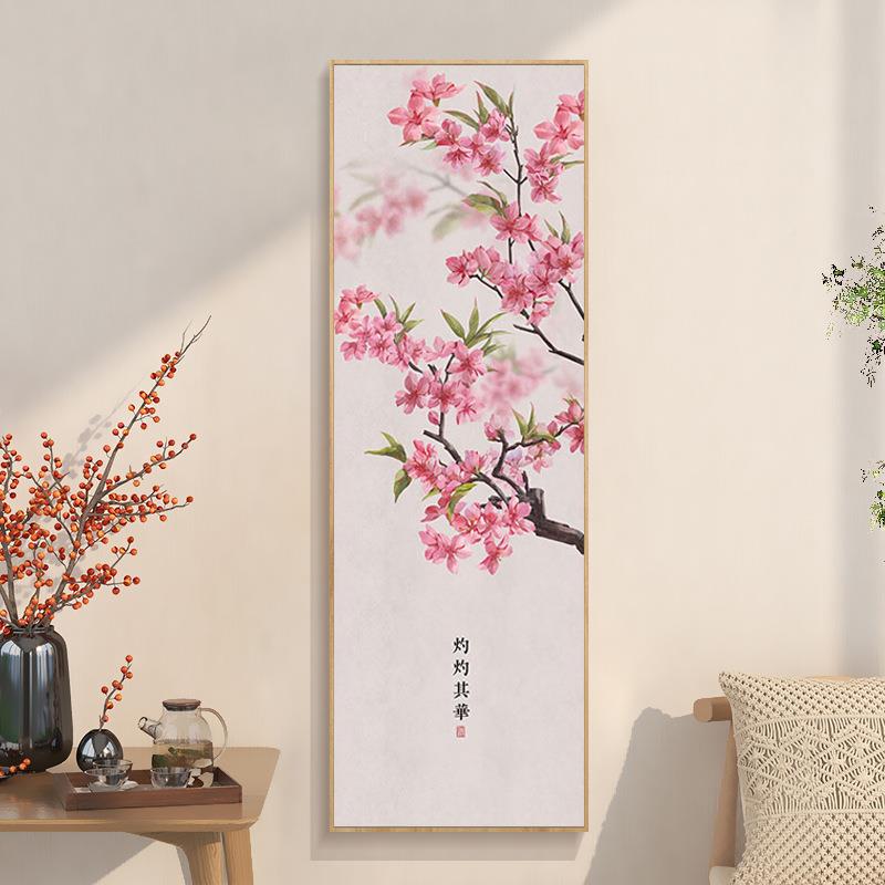 桃花十字绣225招新款客厅玄关0钻石画706满钻过中道砖石贴画带框