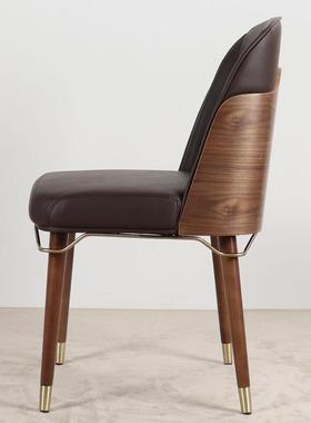 7实木XCEL简约意式轻奢椅现代家用楼部餐洽谈椅酒店售餐桌椅子白