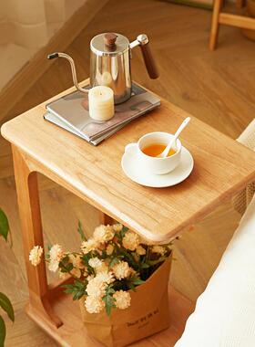 W6可移动C边几实BXBJ-XJM木沙发边柜带轮小客厅户型迷你几茶角型