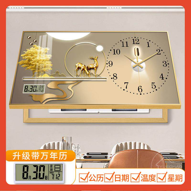 ?带万年历大尺寸Fh(h(b*x电表箱饰画时钟上翻餐厅装电闸配电箱挡