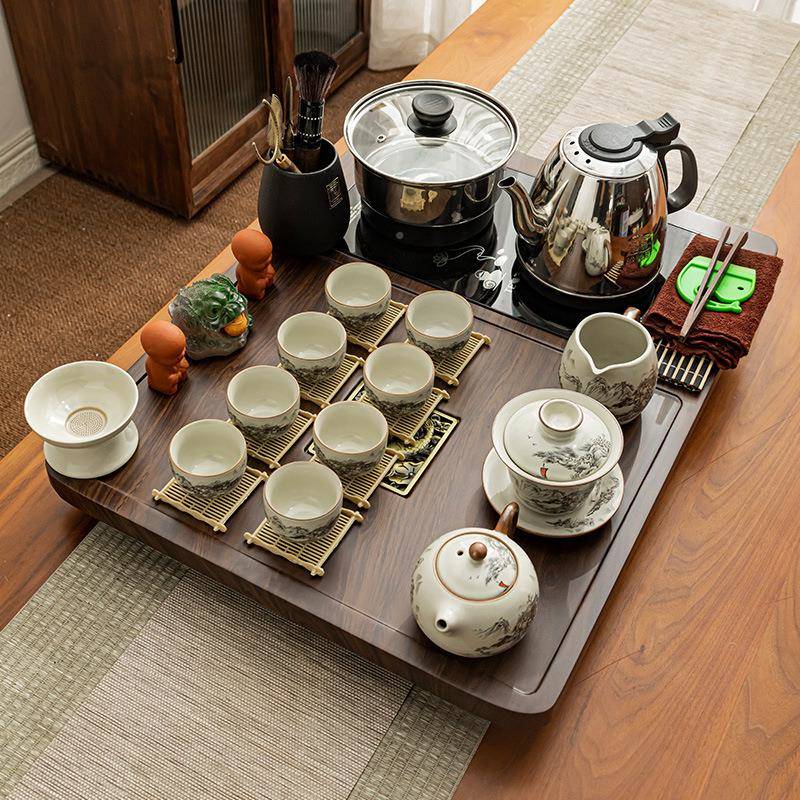 茶体具茶盘一水套装家用小茶台一套全整自动底小功夫茶部上水烧壶