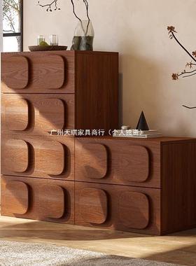 法式中古实古木合斗柜组CHT客厅沙发柜收纳储物柜复卧室边黑色卡