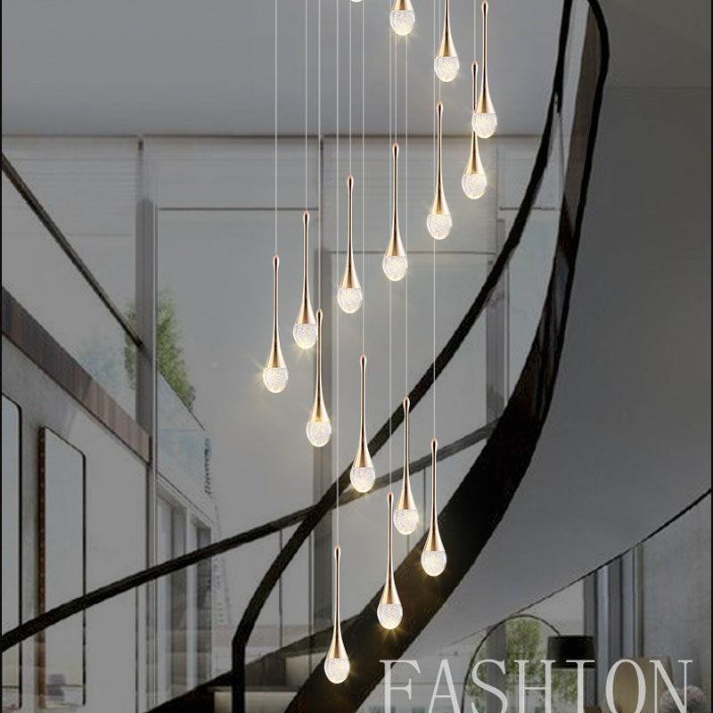 和网红小吊蛮腰吊灯式楼梯灯别墅57399旋转轻奢灯具复楼客厅灯v水