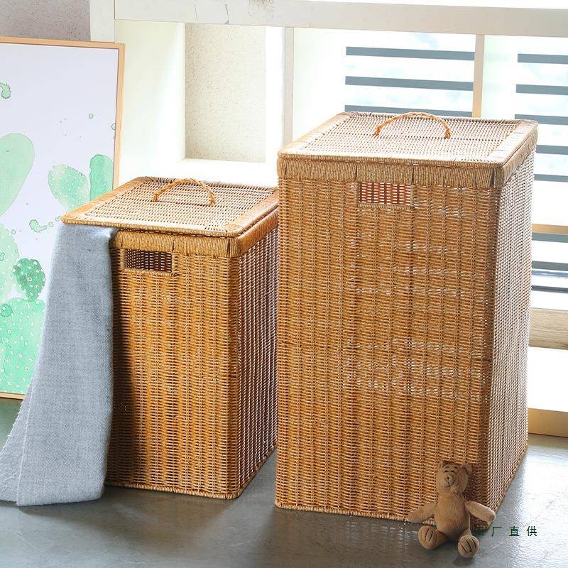 卧室衣帽间收纳箱收脏衣服篮纳筐有盖仿藤编浴室卫生洗165衣脏衣
