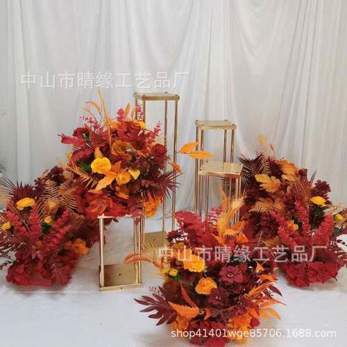 婚庆路XAK布铁艺金色电镀礼道具几何方框引舞台花架室内酒店婚置