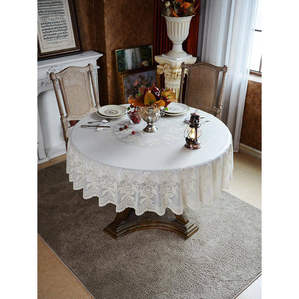 xyt防水桌布PVC蕾丝圆形桌系塑料桌免垫洗茶垫家用餐桌桌布944日