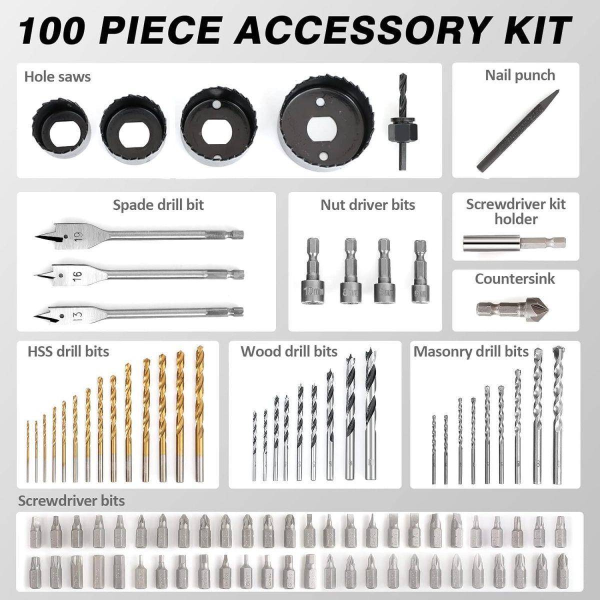 10扁0p工麻c钻头组套AL100972花钻建工钻木工钻钻开孔器木工具塑