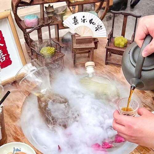 新款家老宿榆冰木围炉茶桌室内民用KAP圆形冰茶桌户外露营烧烤桌
