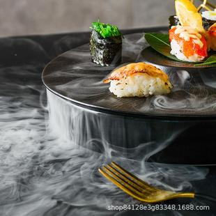 日式陶瓷刺身干盘寿司盘圆形境菜具酒冰店餐厅创意UYB三文意餐鱼