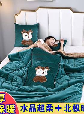 加车绒加厚抱枕被子两用抱枕被子午二合一被载PDD10076卡通办公室