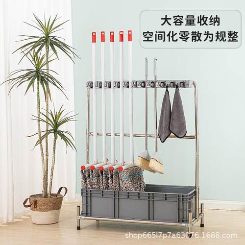 拖移FMP动把洗槽墩布拖把水池带排水多功能拖把扫把收纳架