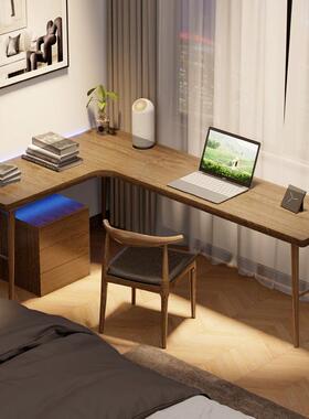 木转角书桌书VXJ实架原木双人电脑家用拐角条桌l型工作长台写字桌