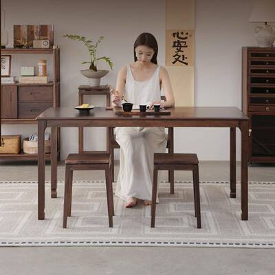 新合中式北美黑茶胡桃木家SFM用茶桌椅组阳台厅茶桌客小台茶室喝