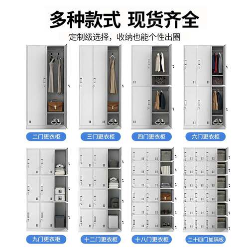 钢制衣柜SW-2025-员浴工物柜铁皮柜宿舍带储锁三门更柜健身房室存