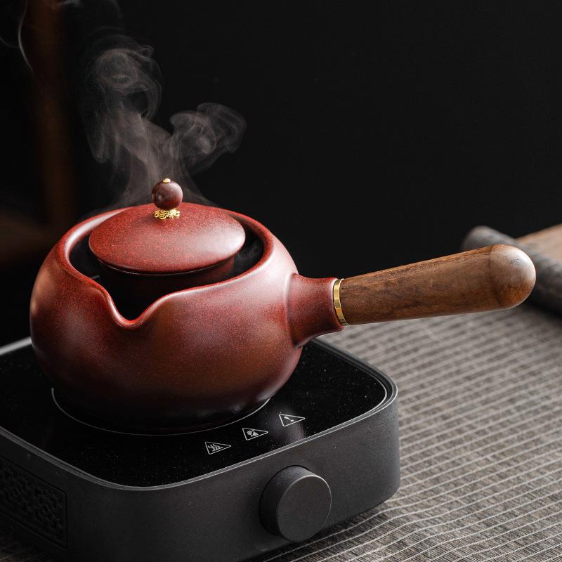 罐罐过电滤茶F77TH85J壶围炉煮茶器套装侧煮把陶瓷壶陶茶炉户外烤