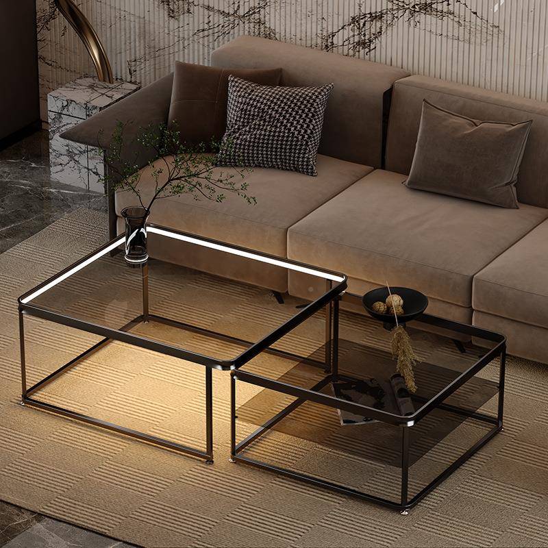 轻奢茶几客厅家用玻璃型岩网红桌子现代简形约小户TDB新款板方茶