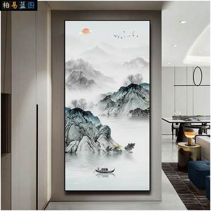 025新款高端玄关过道走廊入新挂中户式意境水64315493晶山水风景