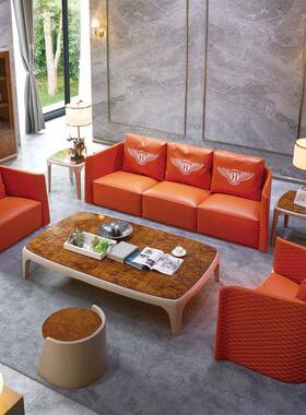 轻奢设沙发约后现代简皮艺宾利样板房计闲师售楼处休沙BL01#发工
