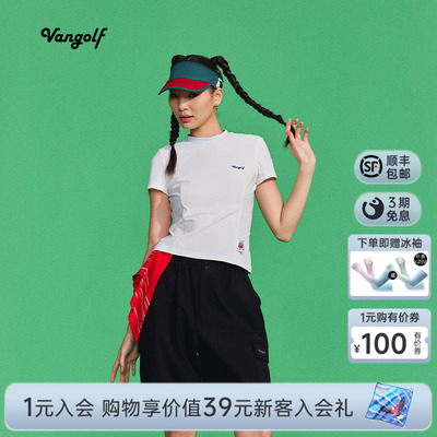 VANGOLF轻量凉感弹力女立领短袖