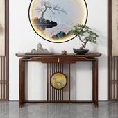 新中式 玄关桌FKD乌金客木条案厅户门入供桌墙靠玄关台超窄实木玄