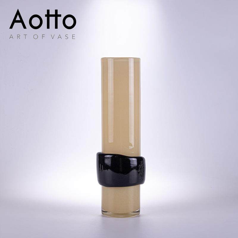欧式创意简约玻璃花瓶样板房合瑰培水花桌面茶几摆件玫直百筒TLU