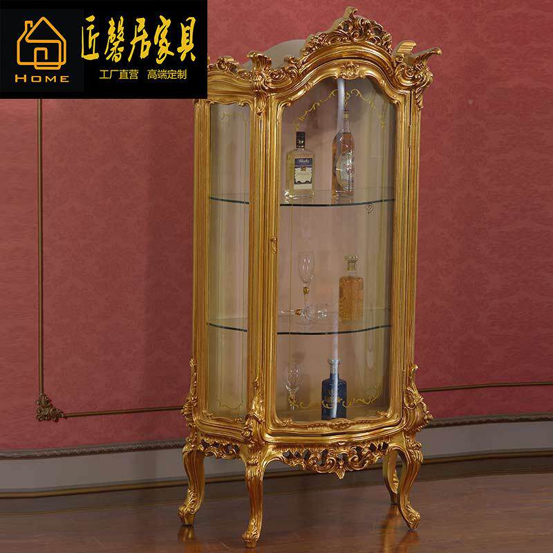 法式璃宫廷金色柜客厅展示单柜意大利奢SZG酒华欧式玻门酒柜家具