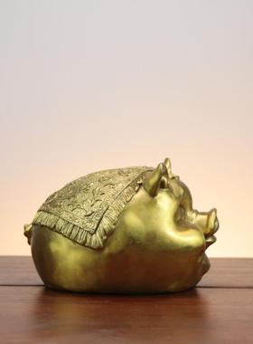 铜猪头聚宝猪生头肖猪福字猪MHD头家居工艺件品猪头存钱摆罐