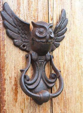 头欧DLV式美式工业风铸复铁工庭艺品古猫鹰门敲仿古门拉手院门垒