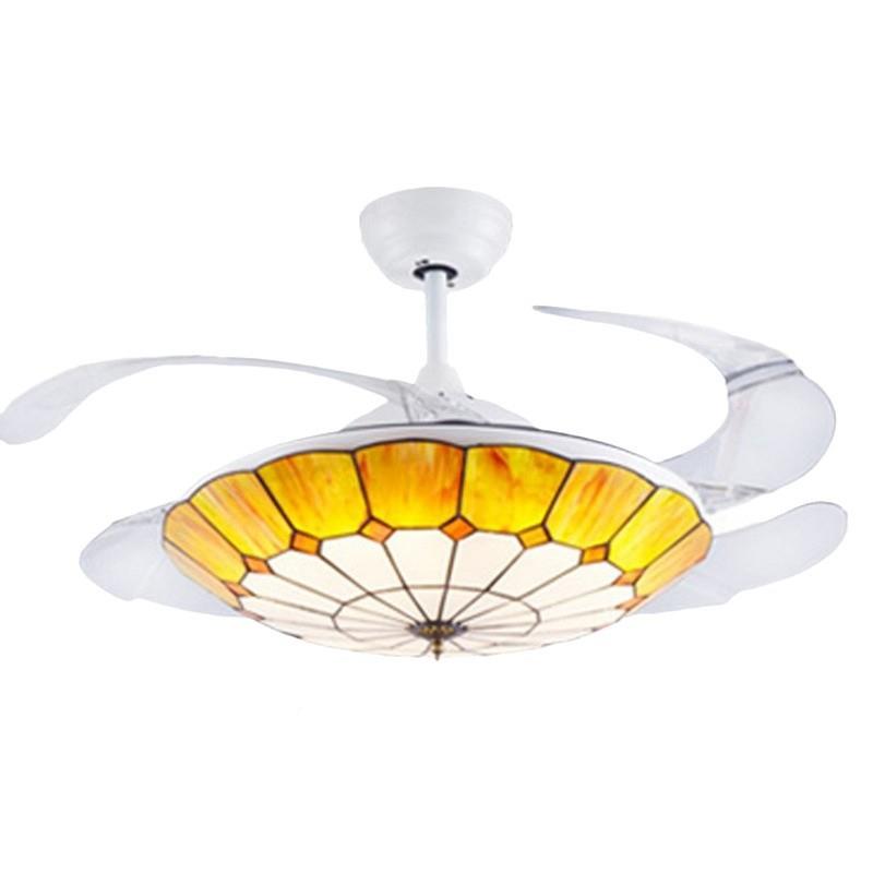 蒂凡尼灯隐形AAM壳风扇中海吊扇灯LED时尚客地厅贝餐厅卧室吊灯电