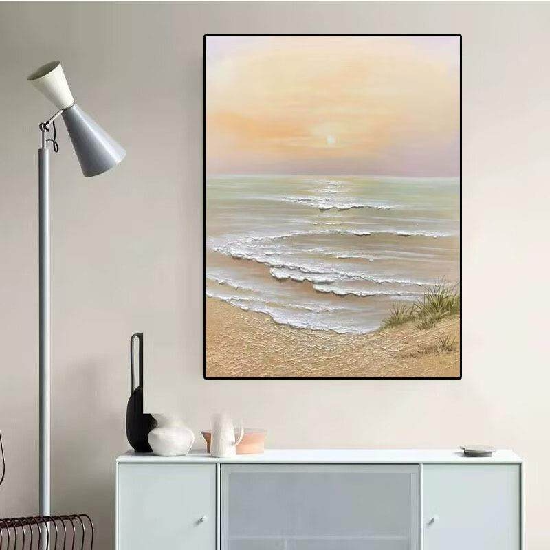 纯手绘油画奶立油客厅装饰画风海景日出餐厅QTG英卧室挂画石砂体,家居饰品,油画,淘宝优惠券,粉丝福利购,淘宝优惠卷