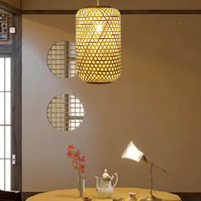 竹RKP艺竹灯笼新中式简约园餐厅民田编卧室阳台东南宿亚复古灯罩