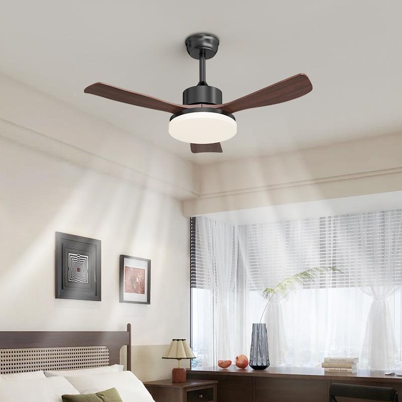 胡桃木色实风扇灯客护电眼卧室灯厅餐厅新中式全ZRH光谱古铜色木