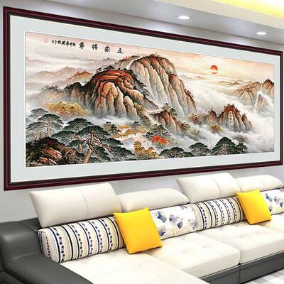 钻石钻客厅5D新款大幅中国风山水五岳满独尊泰山tb_55590钻贴十画