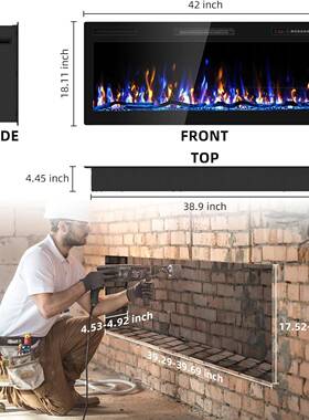 美式电壁炉取暖真火木热炭家电用子壁CHQ炉别墅电视墙装饰加仿器