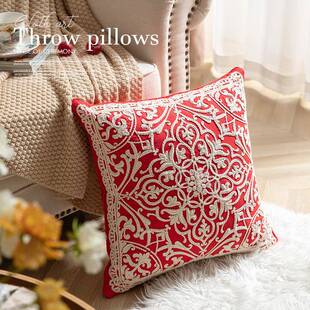 沙发客大厅抱抱枕高端中床头靠垫式结婚轻奢红色靠枕20211113喜庆